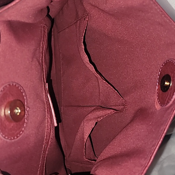 Classic Vegan Leather Messenger by ah•dorned Color Deep Red - Picture 7 of 9